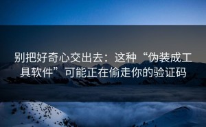 别把好奇心交出去：这种“伪装成工具软件”可能正在偷走你的验证码