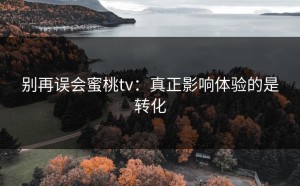 别再误会蜜桃tv：真正影响体验的是转化