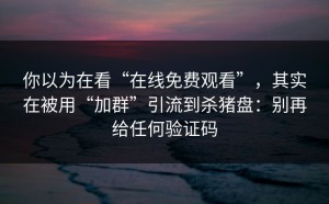 你以为在看“在线免费观看”，其实在被用“加群”引流到杀猪盘：别再给任何验证码