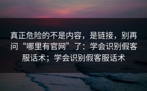 真正危险的不是内容，是链接，别再问“哪里有官网”了：学会识别假客服话术；学会识别假客服话术