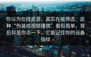 你以为在找资源，其实在被筛选：这种“伪装成视频播放”看似简单，背后却是你点一下，它能记住你的设备指纹