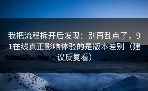 我把流程拆开后发现：别再乱点了，91在线真正影响体验的是版本差别（建议反复看）