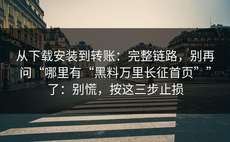 从下载安装到转账：完整链路，别再问“哪里有“黑料万里长征首页””了：别慌，按这三步止损