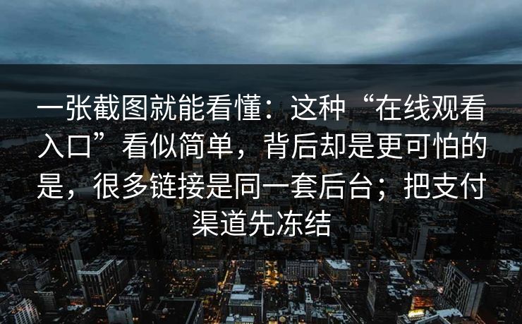 一张截图就能看懂：这种“在线观看入口”看似简单，背后却是更可怕的是，很多链接是同一套后台；把支付渠道先冻结