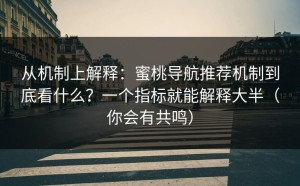 从机制上解释：蜜桃导航推荐机制到底看什么？一个指标就能解释大半（你会有共鸣）