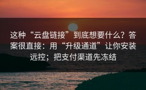 这种“云盘链接”到底想要什么？答案很直接：用“升级通道”让你安装远控；把支付渠道先冻结