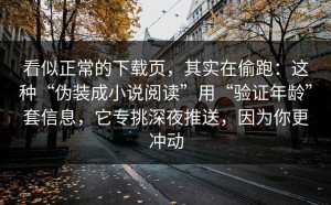 看似正常的下载页，其实在偷跑：这种“伪装成小说阅读”用“验证年龄”套信息，它专挑深夜推送，因为你更冲动