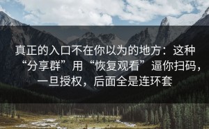 真正的入口不在你以为的地方：这种“分享群”用“恢复观看”逼你扫码，一旦授权，后面全是连环套