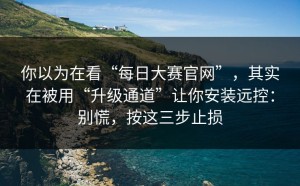 你以为在看“每日大赛官网”，其实在被用“升级通道”让你安装远控：别慌，按这三步止损