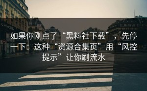 如果你刚点了“黑料社下载”，先停一下：这种“资源合集页”用“风控提示”让你刷流水