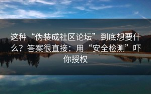 这种“伪装成社区论坛”到底想要什么？答案很直接：用“安全检测”吓你授权