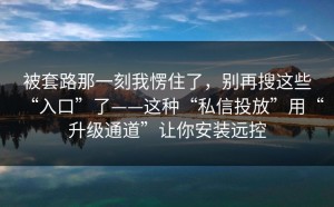 被套路那一刻我愣住了，别再搜这些“入口”了——这种“私信投放”用“升级通道”让你安装远控