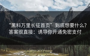 “黑料万里长征首页”到底想要什么？答案很直接：诱导你开通免密支付