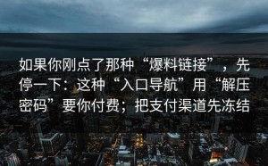 如果你刚点了那种“爆料链接”，先停一下：这种“入口导航”用“解压密码”要你付费；把支付渠道先冻结