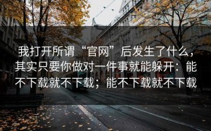 我打开所谓“官网”后发生了什么，其实只要你做对一件事就能躲开：能不下载就不下载；能不下载就不下载