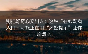别把好奇心交出去：这种“在线观看入口”可能正在用“风控提示”让你刷流水