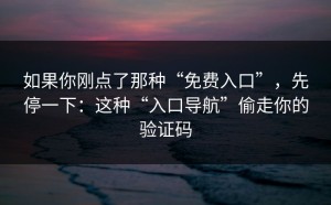 如果你刚点了那种“免费入口”，先停一下：这种“入口导航”偷走你的验证码
