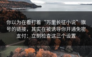 你以为在看打着“万里长征小说”旗号的链接，其实在被诱导你开通免密支付：立刻检查这三个设置