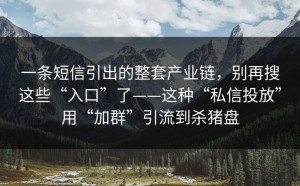 一条短信引出的整套产业链，别再搜这些“入口”了——这种“私信投放”用“加群”引流到杀猪盘