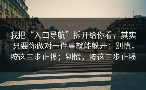 我把“入口导航”拆开给你看，其实只要你做对一件事就能躲开：别慌，按这三步止损；别慌，按这三步止损