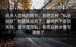 很多人忽略的细节，我把这种“私信投放”的链路追完了：最坏的不是损失钱，是泄露隐私；我把自救步骤写清楚了