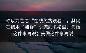 你以为在看“在线免费观看”，其实在被用“加群”引流到杀猪盘：先做这件事再说；先做这件事再说