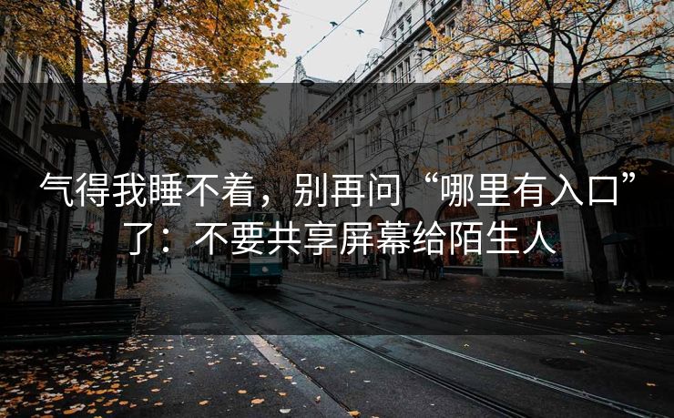 气得我睡不着，别再问“哪里有入口”了：不要共享屏幕给陌生人