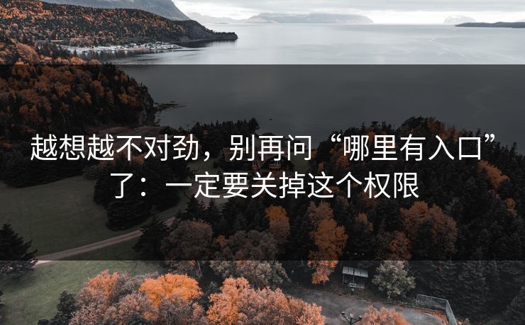 越想越不对劲，别再问“哪里有入口”了：一定要关掉这个权限