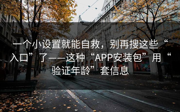 一个小设置就能自救，别再搜这些“入口”了——这种“APP安装包”用“验证年龄”套信息