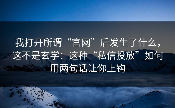 我打开所谓“官网”后发生了什么，这不是玄学：这种“私信投放”如何用两句话让你上钩