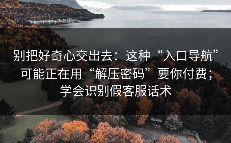 别把好奇心交出去：这种“入口导航”可能正在用“解压密码”要你付费；学会识别假客服话术