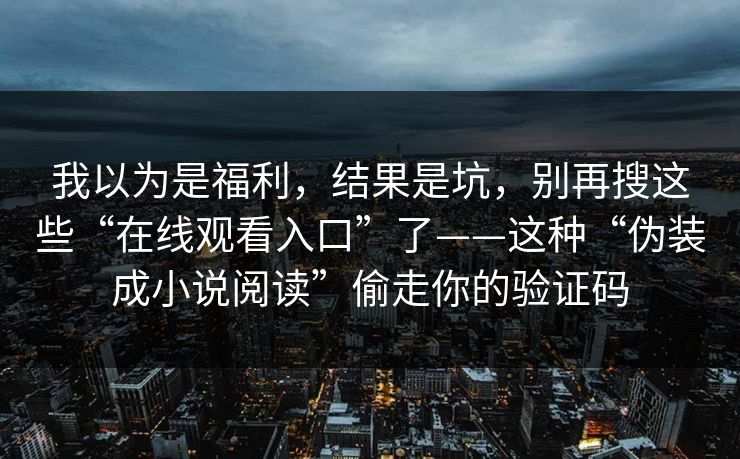 我以为是福利，结果是坑，别再搜这些“在线观看入口”了——这种“伪装成小说阅读”偷走你的验证码
