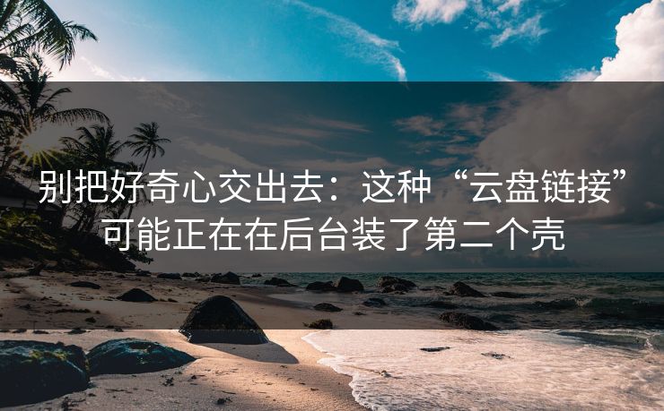 别把好奇心交出去:这种“云盘链接”可能正在在后台装了第二个壳 别把好奇心交出去:这种“云盘链接”可能正在在后台装了第二个壳