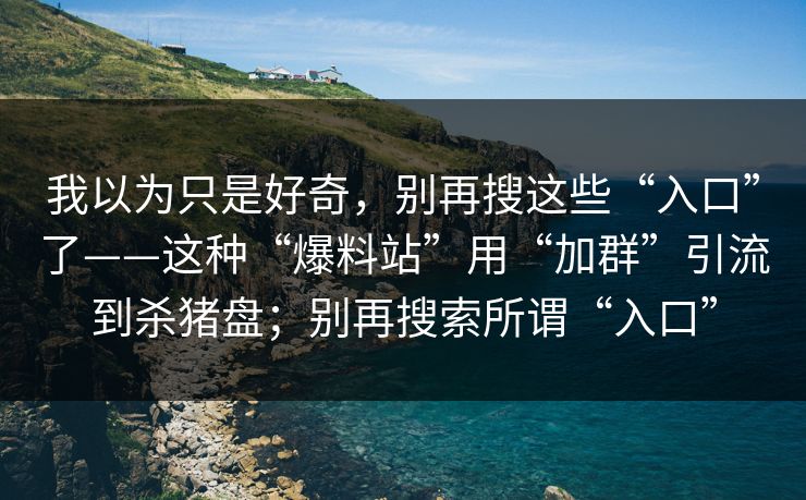 我以为只是好奇，别再搜这些“入口”了——这种“爆料站”用“加群”引流到杀猪盘；别再搜索所谓“入口”