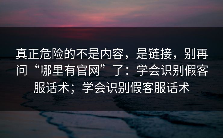 真正危险的不是内容，是链接，别再问“哪里有官网”了：学会识别假客服话术；学会识别假客服话术